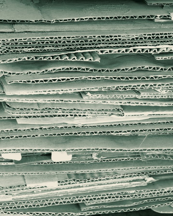 Stacked corrugated cardboard